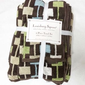 NEW! Towel Set 6 PC Geometric Print